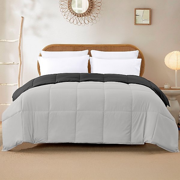 Show full view: MODERN THREADS Reversible Down Alternative Comforter, Dark Gray/Gray, Queen slide 5 of 7
