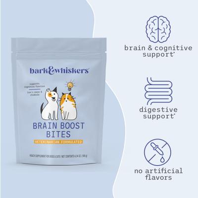 Show full view: Bark and Whiskers Brain Boost Bites Supplement for Dogs & Cats, 6.34-oz bag slide 7 of 7