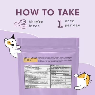 Show full view: Bark and Whiskers Skin Support Cheese Flavored Supplement Bites for Adult Dogs & Cats, 6.34-oz slide 5 of 6