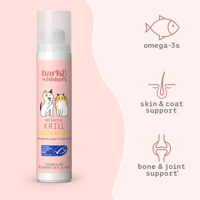 Show full view: Bark and Whiskers Antarctic Krill Liquid Dog & Cat Supplement, 1.45-fl oz bottle slide 5 of 6
