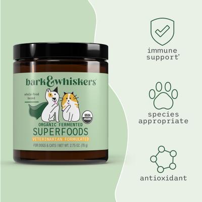 Show full view: Bark and Whiskers Organic Fermented Powder Digestive Supplement for Dogs & Cats, 2.75-oz bottle slide 7 of 8