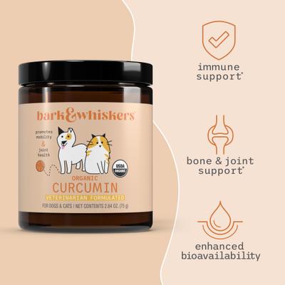 Show full view: Bark and Whiskers Organic Curcumin Dog & Cat Supplement, 2.64-oz jar slide 8 of 9