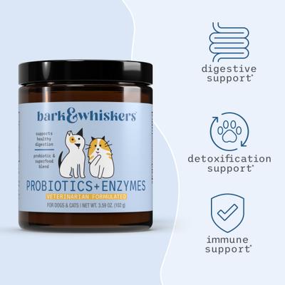 Show full view: Bark and Whiskers Probiotics + Enzymes for Pets Supplement, 3.59-oz jar slide 8 of 9