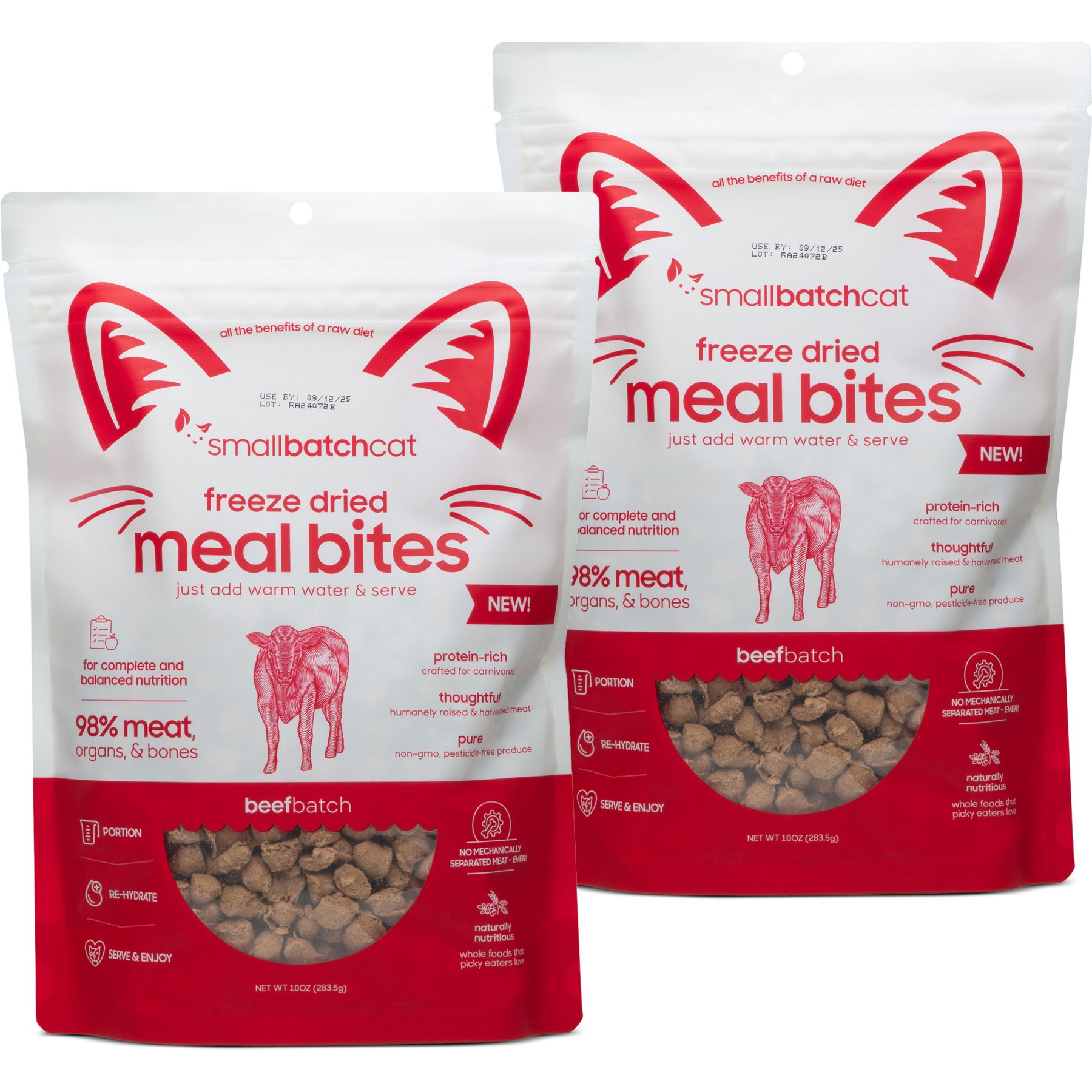 Smallbatch Pets Non-GMO Beef Meal Bites Freeze-Dried Cat Food, 20-oz bundle