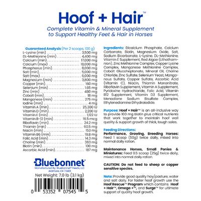 Show full view: Bluebonnet Feeds Hoof & Hair Horse Supplement, 7-lb pail slide 3 of 5