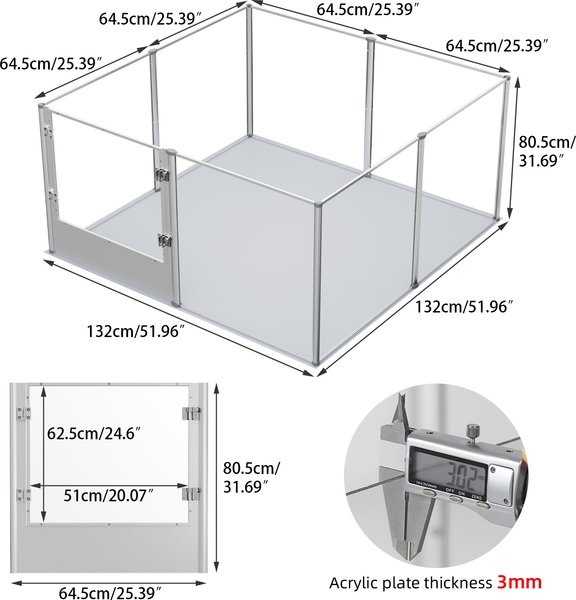 BingoPaw Tempered Glass Whelping Box Dog Pen