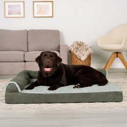 FurHaven Two-Tone Deluxe Chaise Orthopedic Dog Bed with Removable Cover, Dark Sage, Jumbo