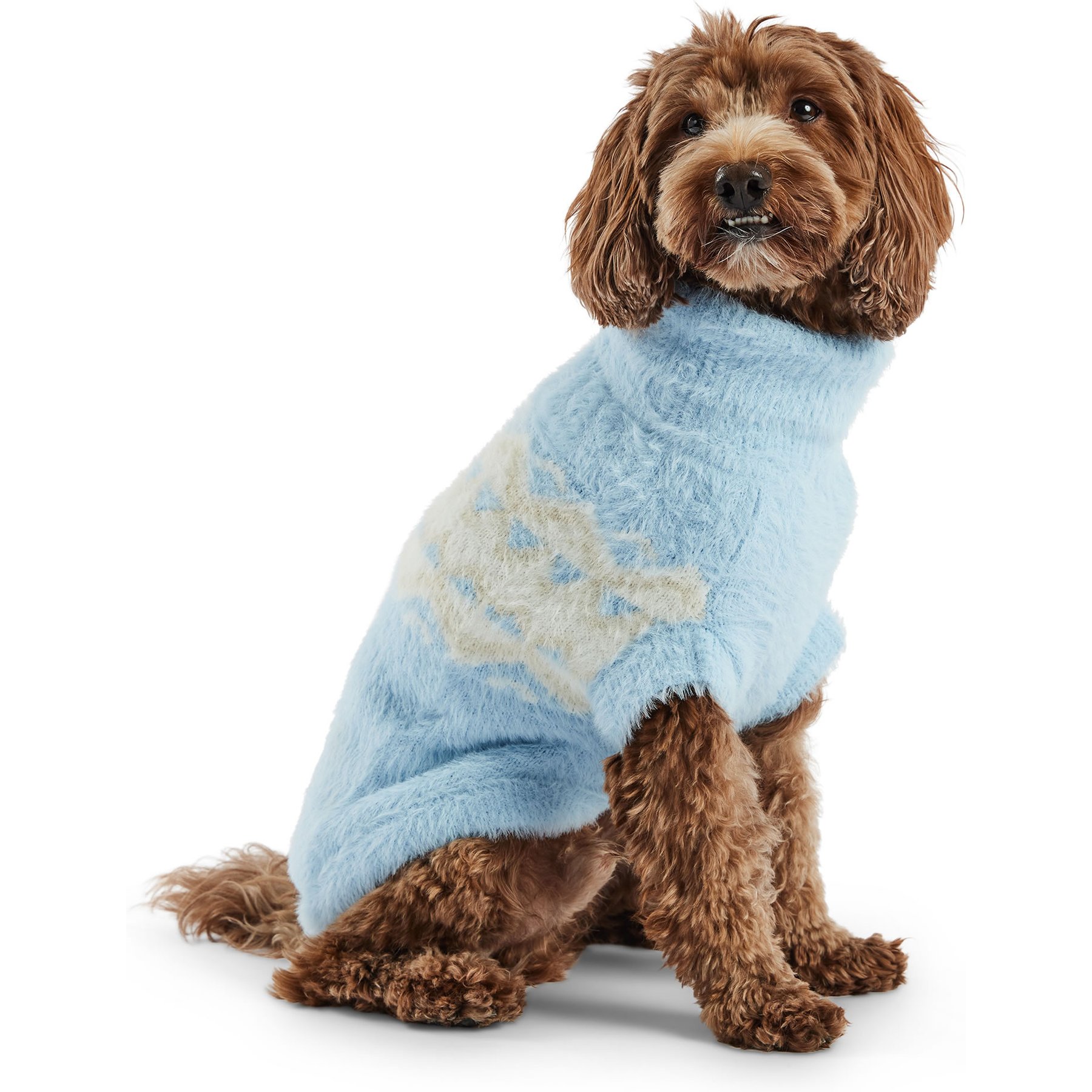 GF Pet Fuzzy Dog Sweater, Light Blue, Large