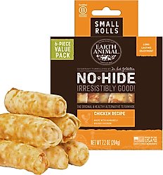 Earth Animal No-Hide Small Rolls Long Lasting Natural Rawhide Alternative Chicken Recipe Chew Dog Treats, 6 count slide 1 of 9