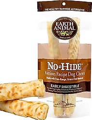 Earth Animal No-Hide Large Rolls Long Lasting Natural Rawhide Alternative Venison Recipe Chew Dog Treats, 2 count