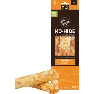 Earth Animal Earth Animal No-Hide Large Rolls Long Lasting Natural Rawhide Alternative Chicken Recipe Chew Dog Treats, 3 count