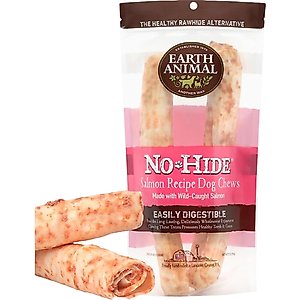 Earth Animal No-Hide Large Rolls Long Lasting Natural Rawhide Alternative Salmon Recipe Chew Dog Treats, 2 count