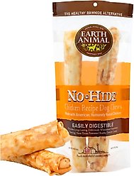 Earth Animal No-Hide Large Rolls Long Lasting Natural Rawhide Alternative Chicken Recipe Chew Dog Treats, 2 count