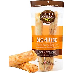 Earth Animal No-Hide Large Rolls Long Lasting Natural Rawhide Alternative Chicken Recipe Chew Dog Treats, 2 count