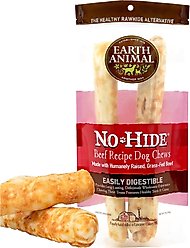 Earth Animal No-Hide Large Rolls Long Lasting Natural Rawhide Alternative Beef Recipe Chew Dog Treats, 2 count
