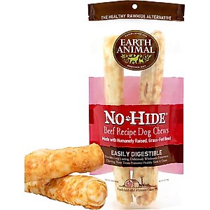 Earth Animal No-Hide Large Rolls Long Lasting Natural Rawhide Alternative Beef Recipe Chew Dog Treats, 2 count