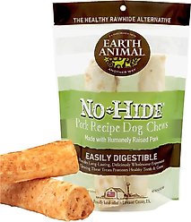 Earth Animal No-Hide Medium Rolls Long Lasting Natural Rawhide Alternative Pork Recipe Chew Dog Treats, 2 count slide 1 of 9