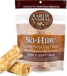 Earth Animal No-Hide Small Rolls Long Lasting Natural Rawhide Alternative Venison Recipe Chew Dog Treats, 2 count