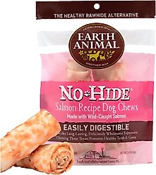 Earth Animal No-Hide Small Rolls Long Lasting Natural Rawhide Alternative Salmon Recipe Chew Dog Treats, 2 count