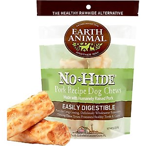 Earth Animal No-Hide Small Rolls Long Lasting Natural Rawhide Alternative Pork Recipe Chew Dog Treats, 2 count