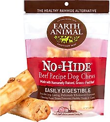 Earth Animal No-Hide Small Rolls Long Lasting Natural Rawhide Alternative Beef Recipe Chew Dog Treats, 2 count