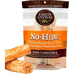 Earth Animal No-Hide Medium Rolls Long Lasting Natural Rawhide Alternative Chicken Recipe Chew Dog Treats, 2 count
