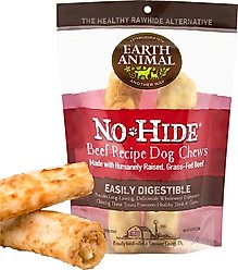 Earth Animal No-Hide Medium Rolls Long Lasting Natural Rawhide Alternative Beef Recipe Chew Dog Treats, 2 count