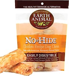 Earth Animal No-Hide Small Rolls Long Lasting Natural Rawhide Alternative Chicken Recipe Chew Dog Treats, 2 count