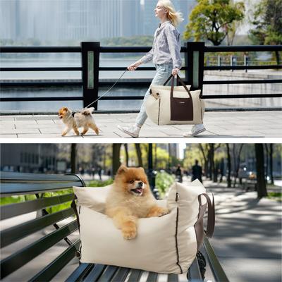 Show full view: Lesure Waterproof Small Dog Car Booster Seat, Standard, Beige slide 7 of 10