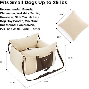 Lesure Waterproof Small Dog Car Booster Seat, Standard, Beige