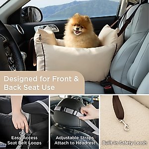 Lesure Waterproof Small Dog Car Booster Seat, Standard, Beige