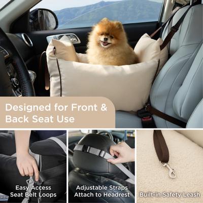 Show full view: Lesure Waterproof Small Dog Car Booster Seat, Standard, Beige slide 2 of 10