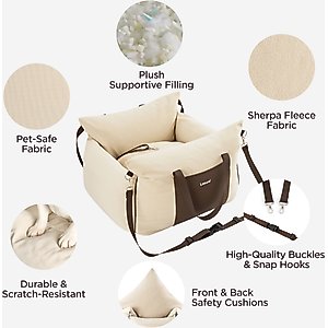 Lesure Waterproof Small Dog Car Booster Seat, Standard, Beige