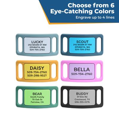 Show full view: GoTags Engraved Silent Silicone Personalized Dog & Cat ID Tag, Teal, Small slide 7 of 8