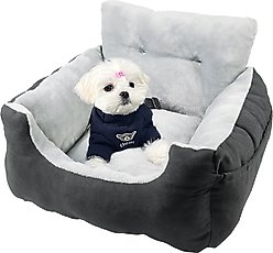 LFC PETS Portable Dog & Cat Car Seat Bed with Clip-On Safety Leash, Black