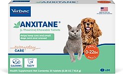 Virbac Anxitane (L-Theanine) Small Chewable Dog & Cat Tablets, 30 count