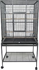 YML Flat Top Aviary Bird Cage, Antique Silver