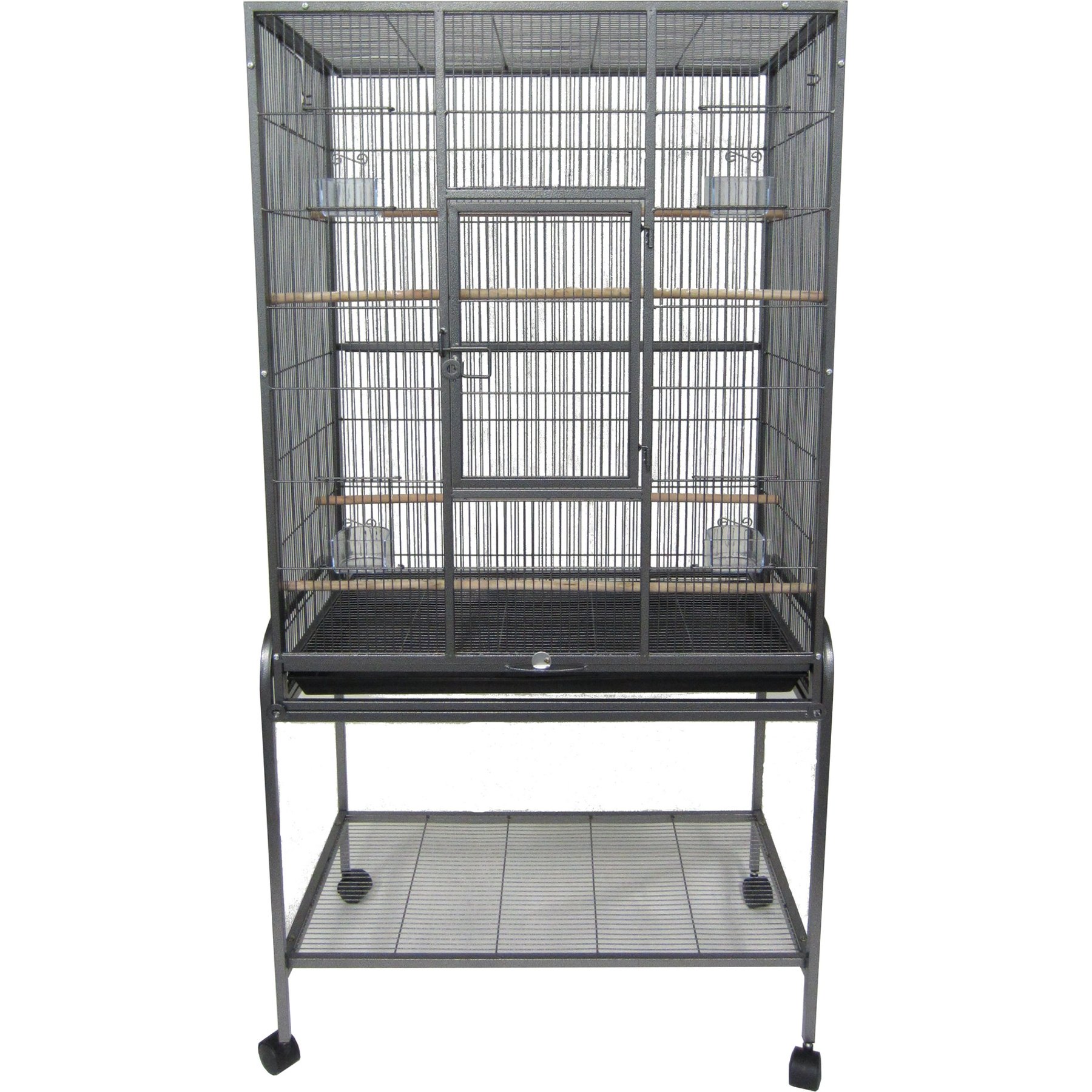 YML Flat Top Aviary Bird Cage, Antique Silver