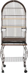 YML Round Top Bird Cage with Wheeled Stand, Antique Copper
