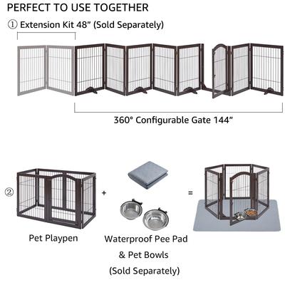 Show full view: Unipaws 6 Panel Dog Gate, Espresso slide 9 of 10