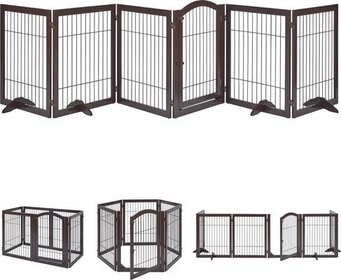 Show full view: Unipaws 6 Panel Dog Gate, Espresso slide 4 of 10