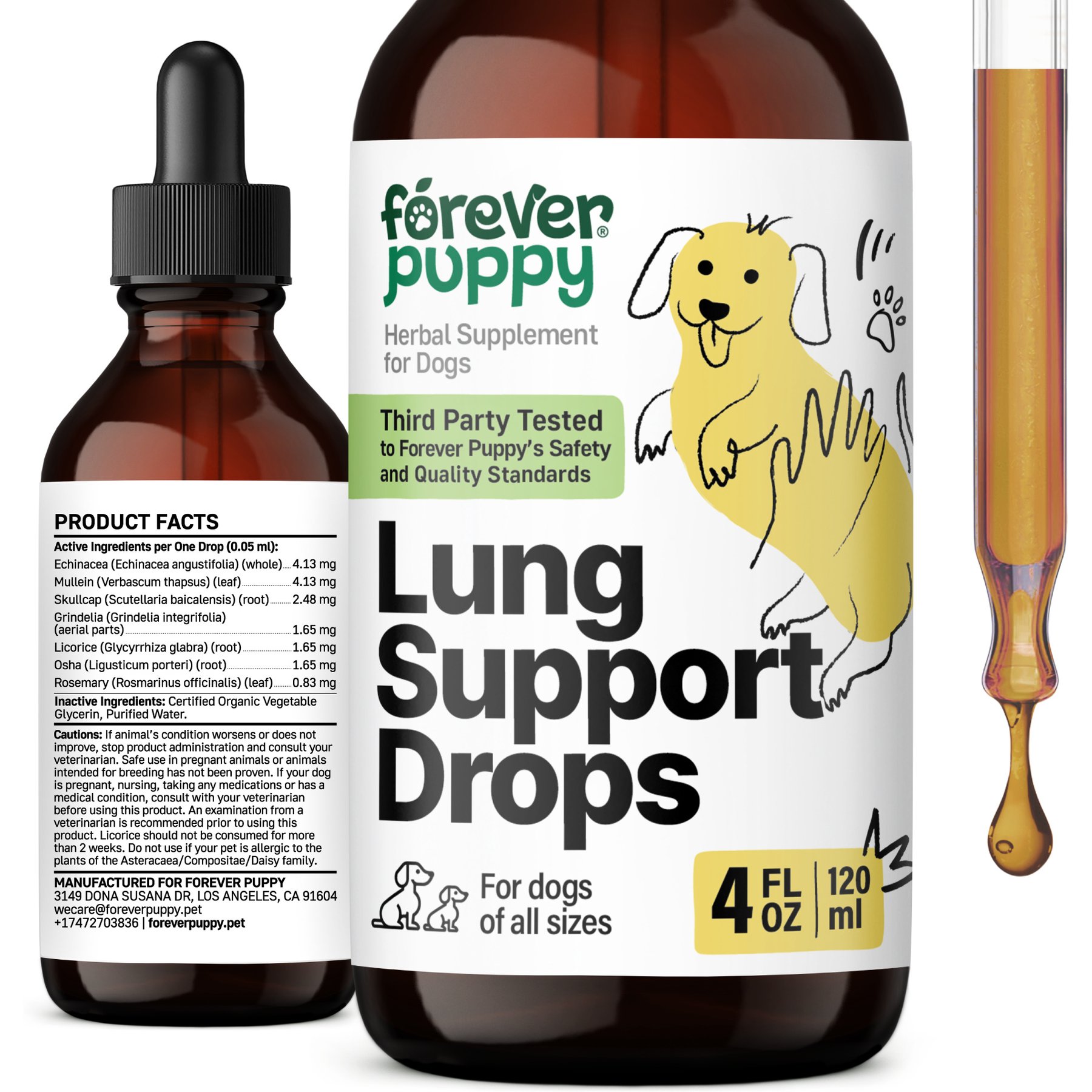 Forever Puppy Lung Support Drops Respiratory Supplement for Dogs, 4-fl oz bottle