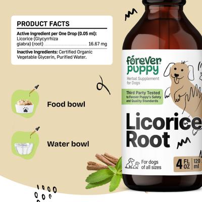 Show full view: Forever Puppy Licorice Root Drops Respiratory Supplement for Dogs, 4-fl oz bottle slide 6 of 9