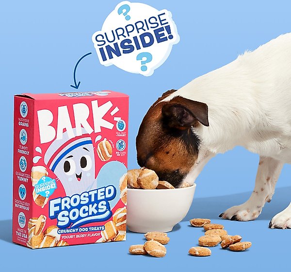BARK Frosted Socks Yogurt Berry Flavored Crunchy Dog Treats, 10-oz box