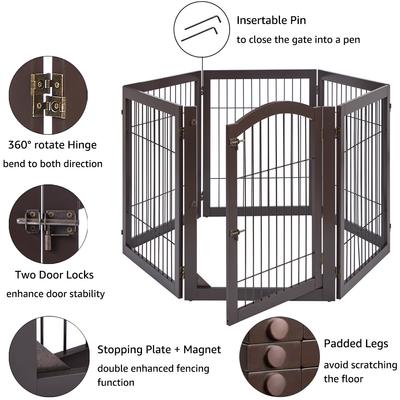 Show full view: Unipaws 6 Panel Dog Gate, Espresso slide 5 of 10