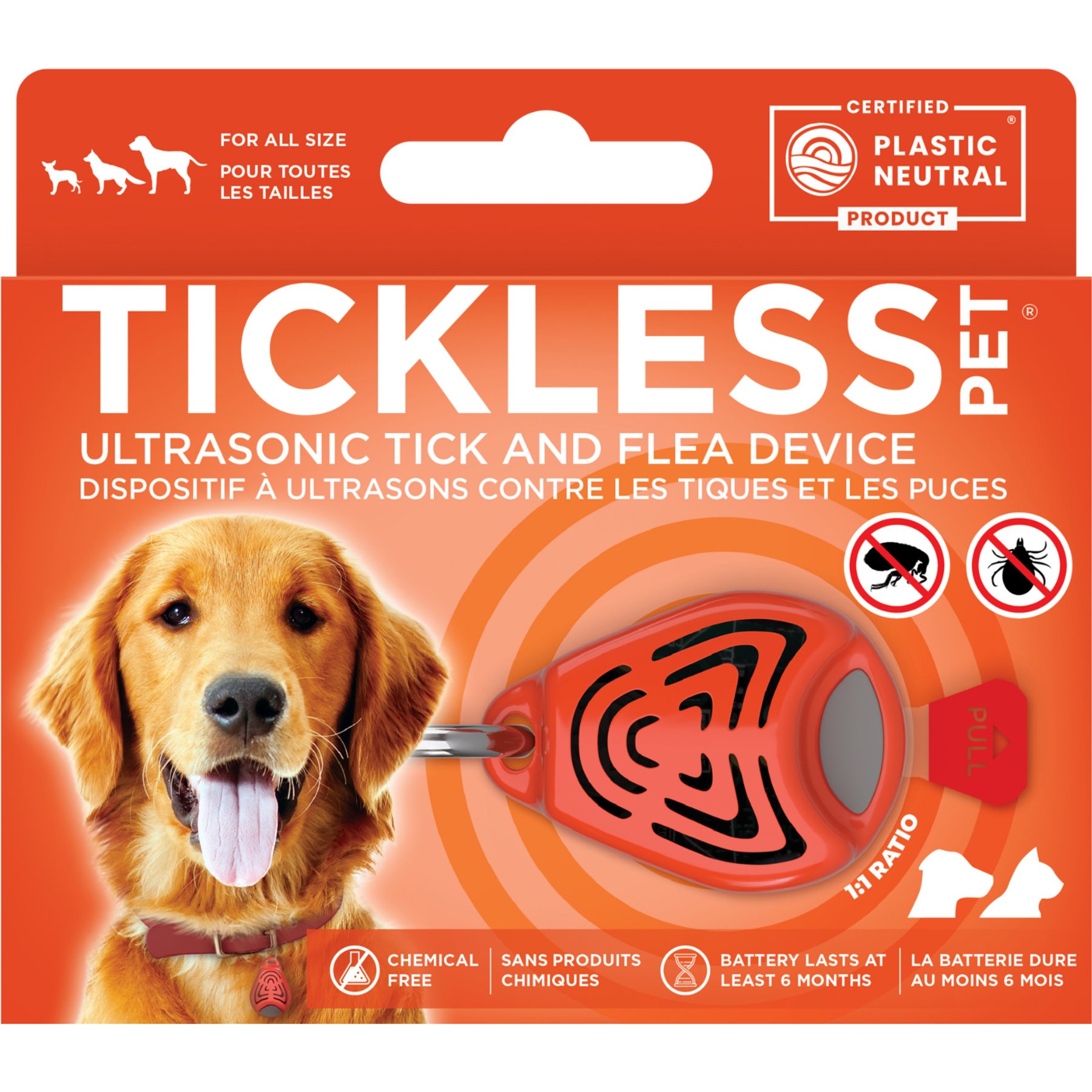 Tickless Pet Ultrasonic Tick & Flea Repellent, Orange