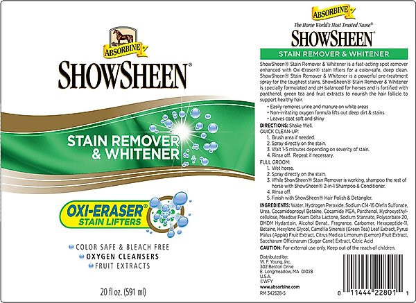 Show full view: Absorbine ShowSheen Stain Remover & Whitener Horse Spray, 20-fl oz bottle slide 5 of 5