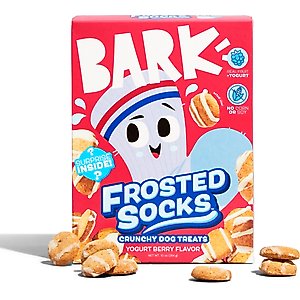 BARK Frosted Socks Yogurt Berry Flavored Crunchy Dog Treats, 10-oz box