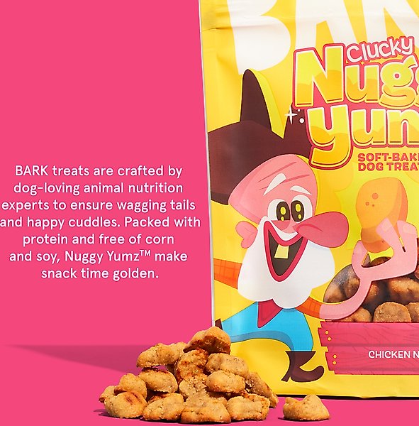 BARK Clucky Nuggy Yumz Chicken Nugget Recipe Soft Baked Dog Treats, 10-oz bag