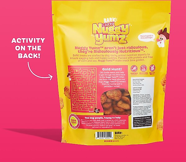 BARK Clucky Nuggy Yumz Chicken Nugget Recipe Soft Baked Dog Treats, 10-oz bag